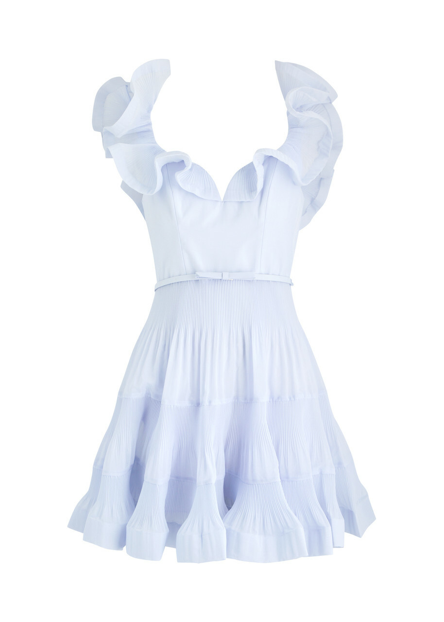 zimmermann plisse short dress ZIMMERMANN Fluted floral-print pliss-organza mini dress Size 3/ M
