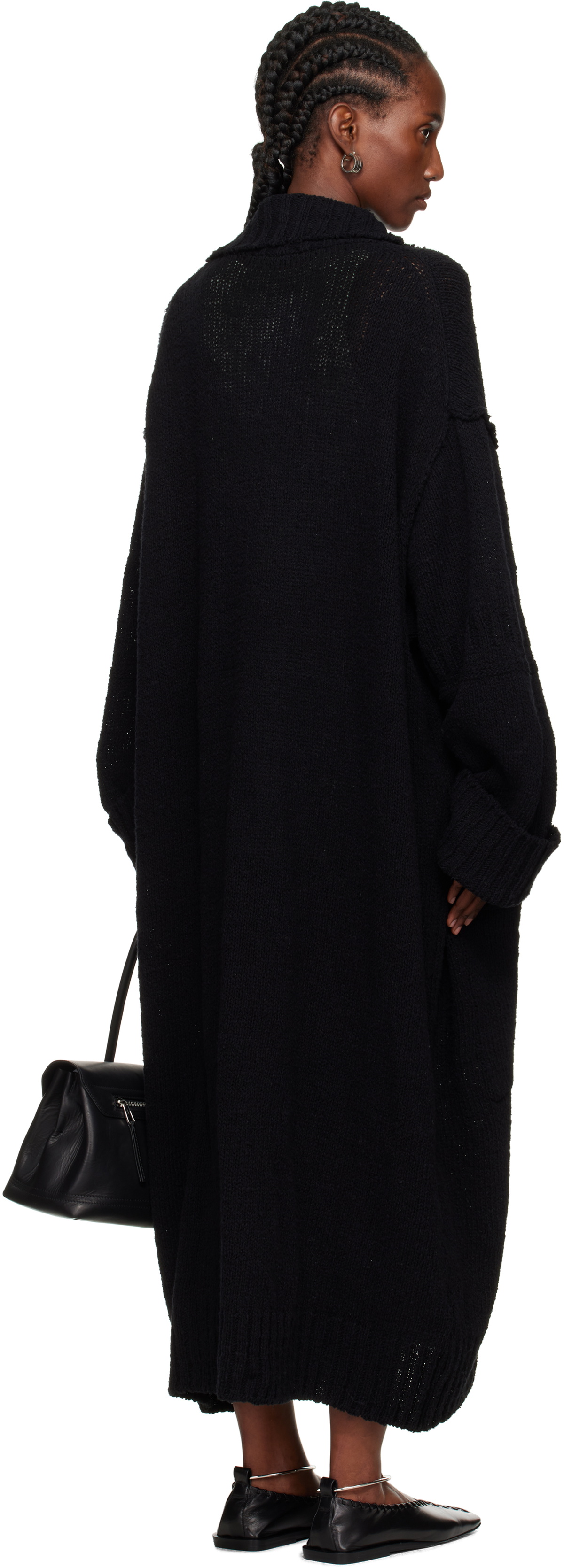 YOHJI YAMAMOTO Black Plain Stitch Pocket High Neck Cardigan