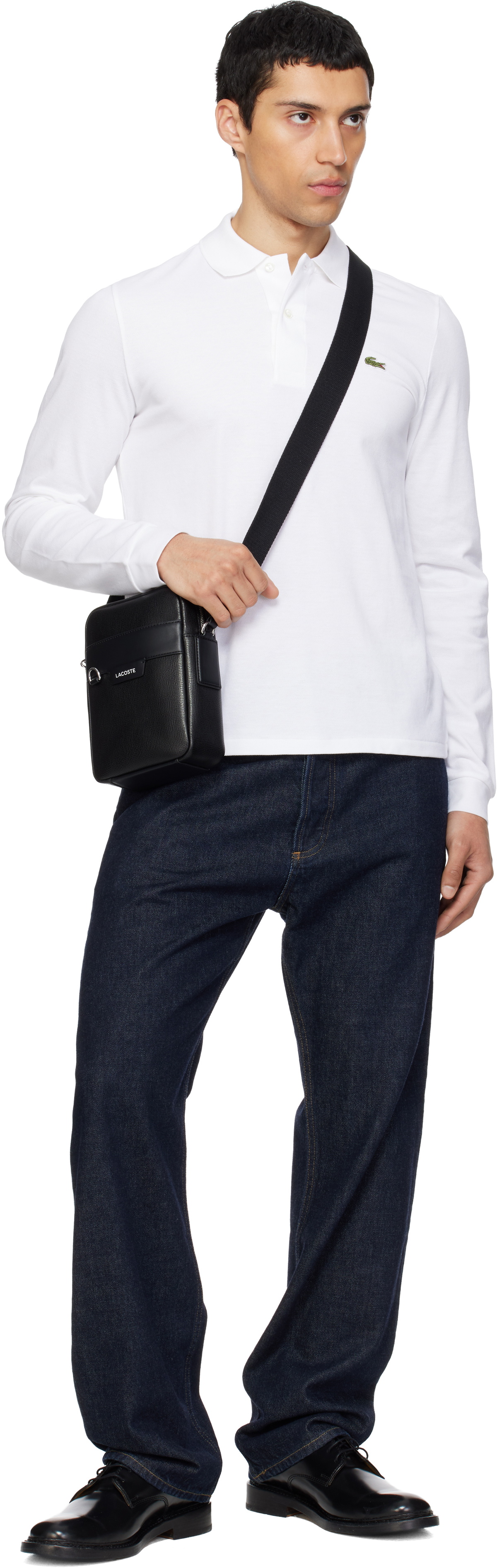 Lacoste Black Ossian Leather Satchel Bag