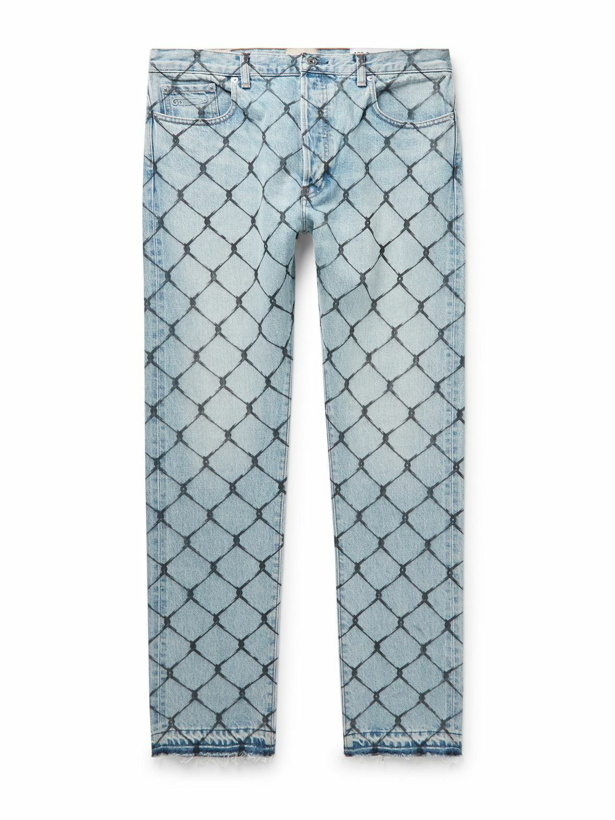 Photo: Gallery Dept. - Cage 5001 Slim-Fit Frayed Printed Jeans - Blue