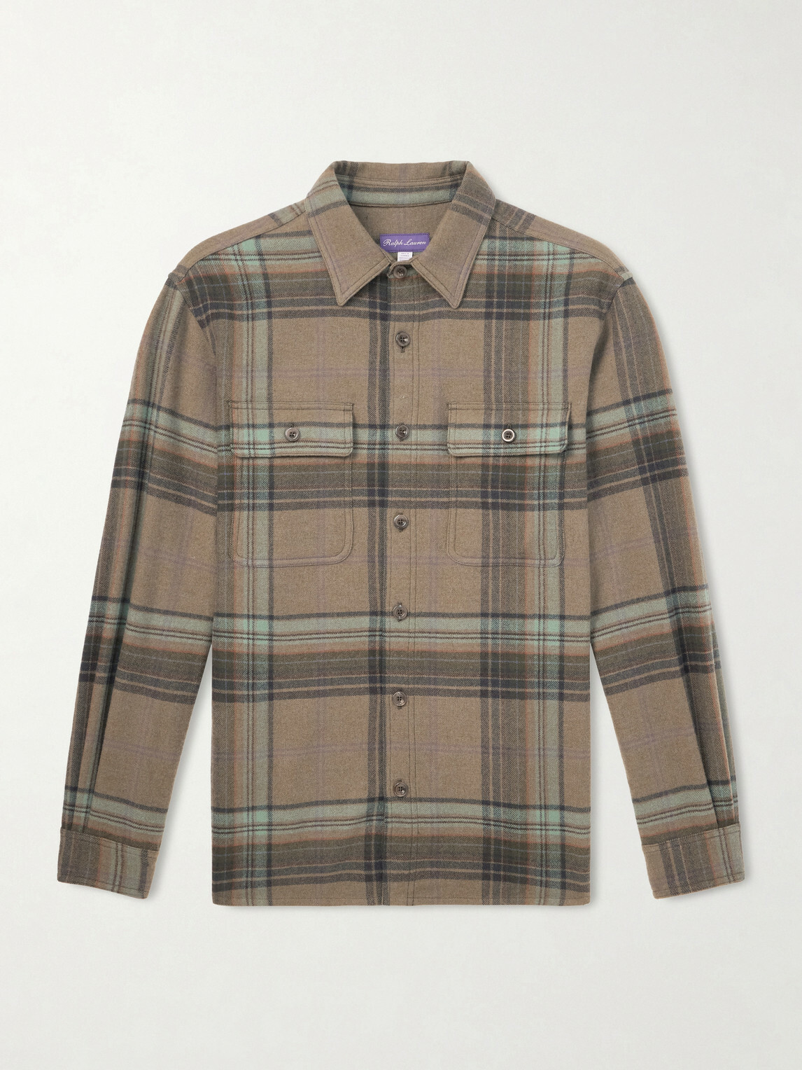 Ralph Lauren Purple label - Checked Wool and Cashmere-Blend Flannel Overshirt - Brown