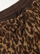 AMIRI - Wide-Leg Leather-Trimmed Leopard-Print Fleece Shorts - Brown