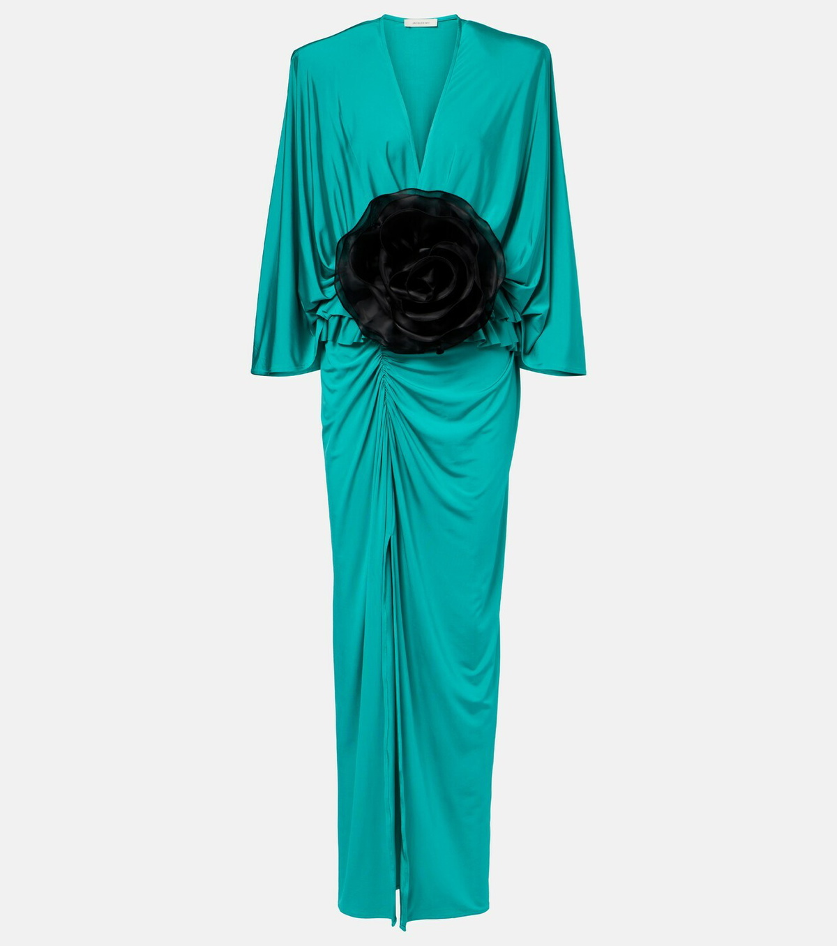 Jacques Wei Floral-appliqué jersey maxi dress