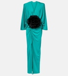 Jacques Wei Floral-appliqué jersey maxi dress