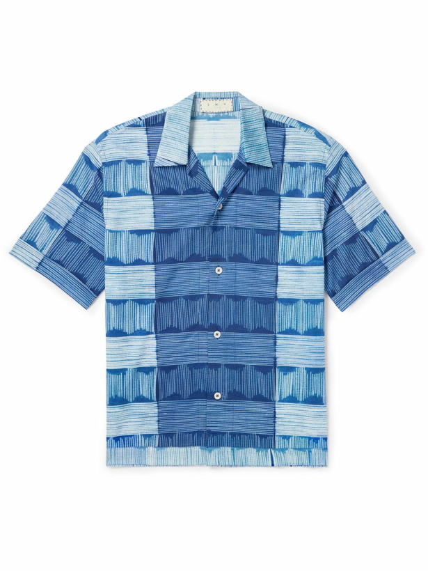 Photo: SMR Days - Bakoven Camp-Collar Logo-Embroidered Checked Cotton-Madras Shirt - Blue