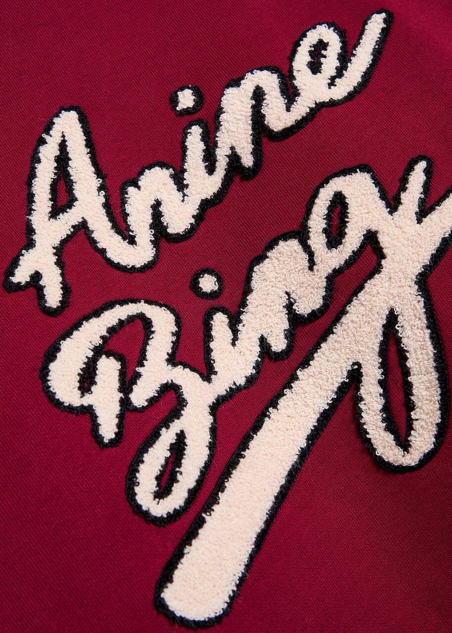 Anine Bing Miles Logo-appliquéd Cotton Sweatshirt Burgundy