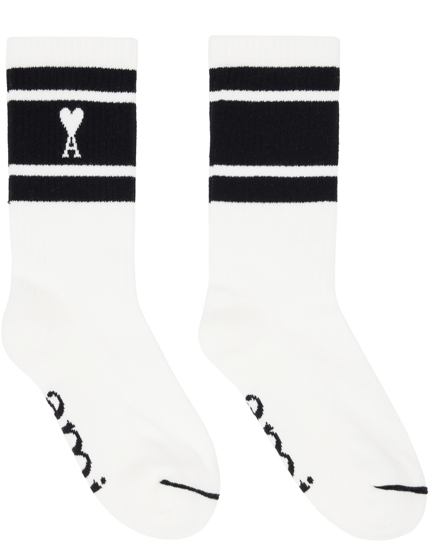 AMI Paris Three-Pack Multicolor Cotton Socks AMI