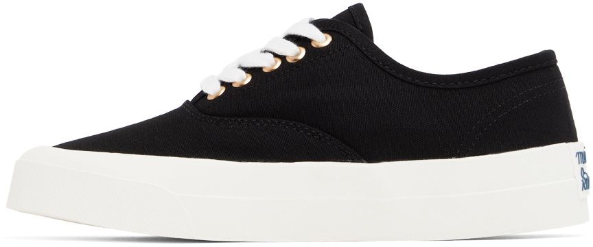 Maison Kitsuné Black Canvas Laced Low-Top Sneakers