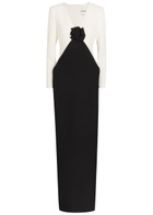 Roland Mouret Colour-blocked Crepe Maxi Dress Black