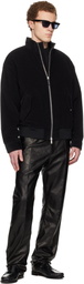 Ferragamo Black Five Pocket Nappa Leather Pants