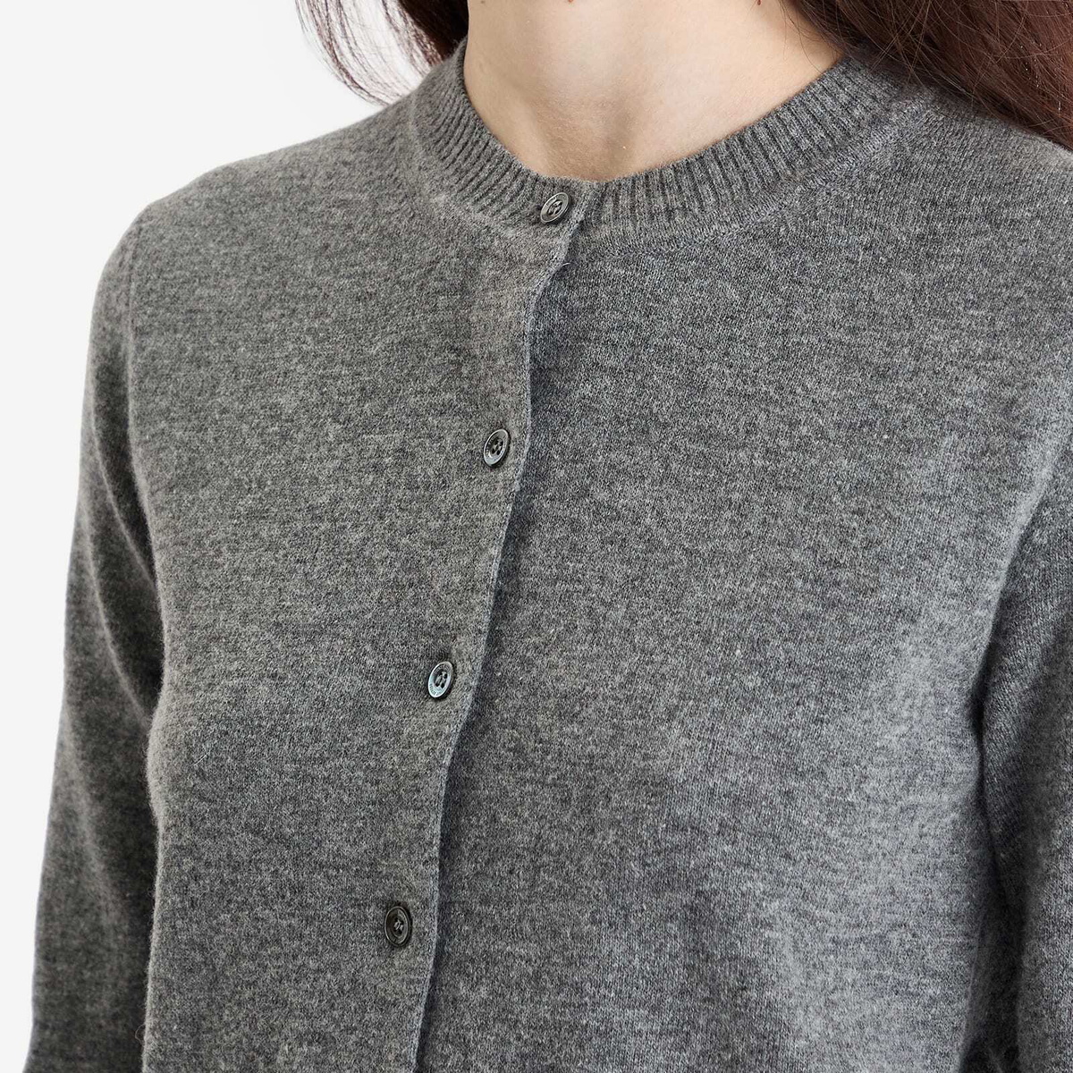 DUNST Women's Essential Crewneck Knit Cardigan in Melange Grey