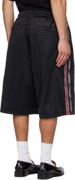 We11done Black 1506 Logo Tape Bermuda Track Shorts