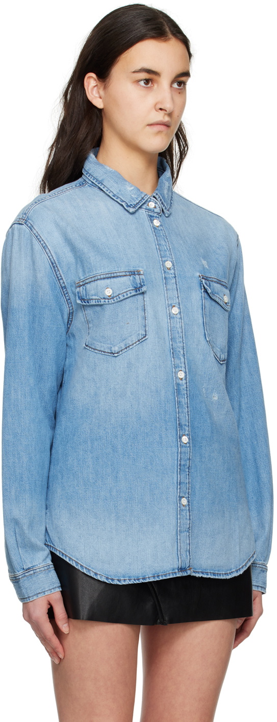 Distressed denim hot sale shirt ladies