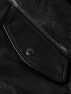 Golden Bear - Padded Full-Grain Leather Bomber Jacket - Black