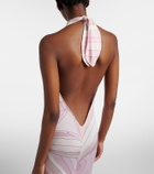 Pucci Iride halterneck satin jersey maxi dress