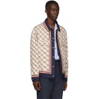 Gucci White Denim Oversized GG Print Jacket