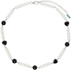 VEERT SSENSE EXCLUSIVE White & Black Heart Pearl Necklace