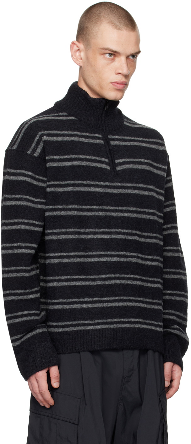 Juun.J Navy & Gray Stripe Sweater