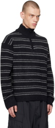 Juun.J Navy & Gray Stripe Sweater