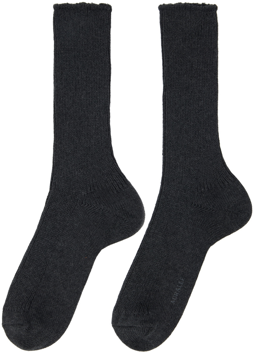 AURALEE Gray Low Gauge Socks