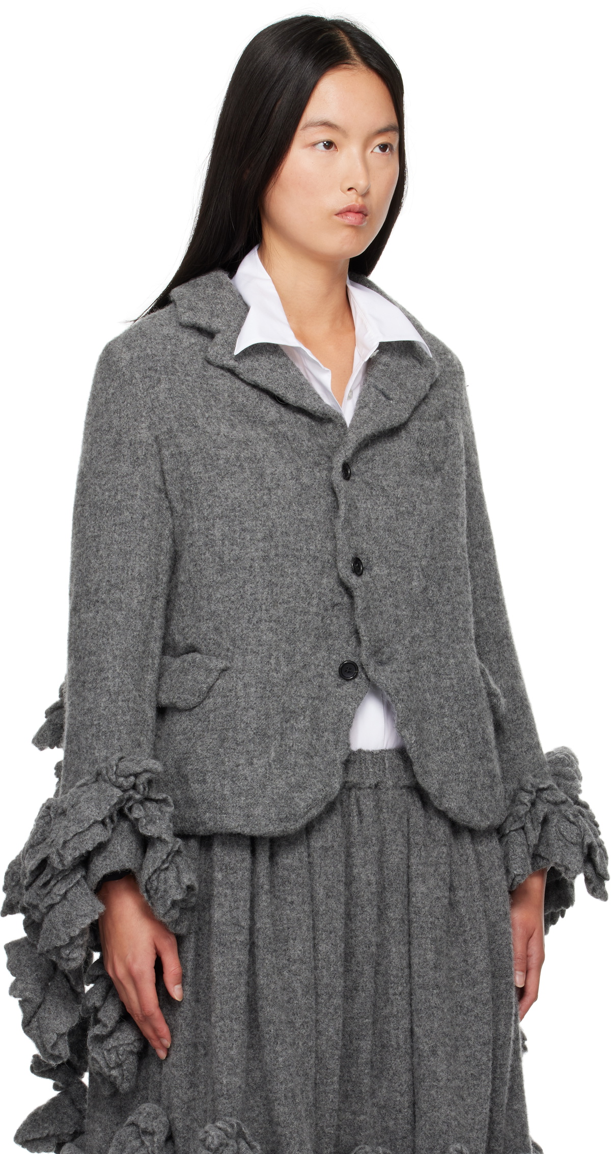 Comme des Garçons Comme des Garçons Gray Tweed Blazer