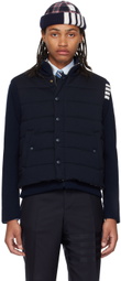 Thom Browne Navy Funnel Neck Reversible Jacket