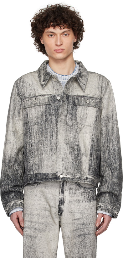 Photo: CAMPERLAB Gray Paint Print Denim Jacket