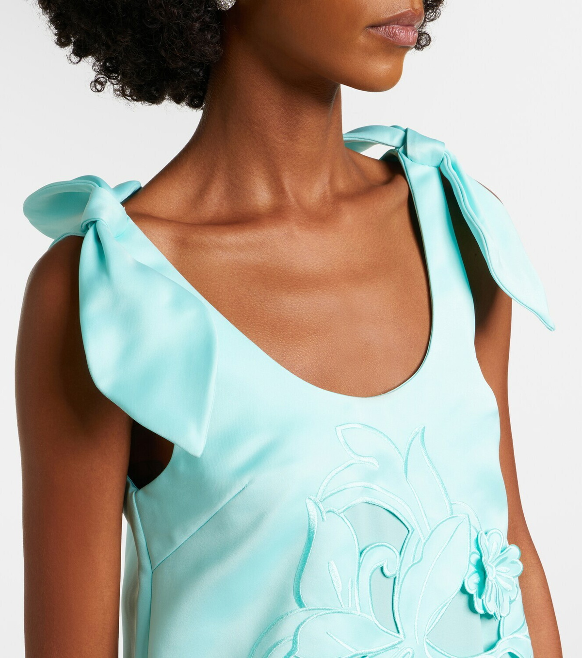 Leo Lin Harper bow-detail embroidered minidress