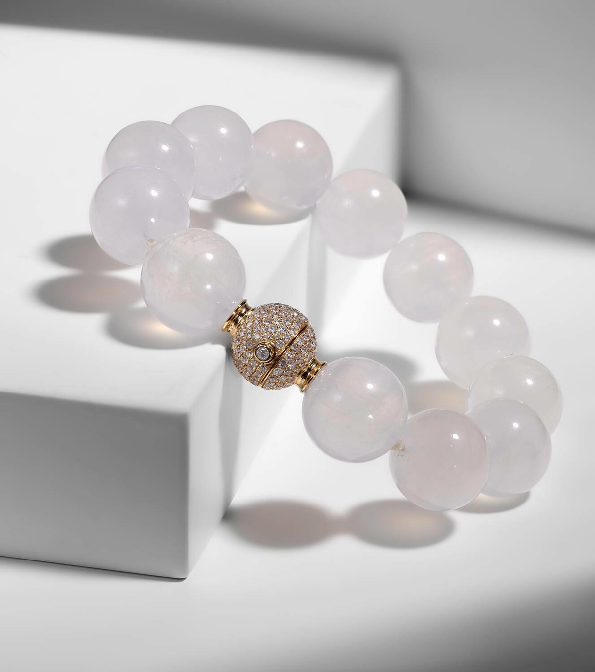 Octavia Elizabeth Riviera Orb beaded 18kt gold bracelet with moonstone and diamonds
