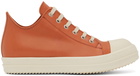 Rick Owens Orange Full Grain Low Sneakers