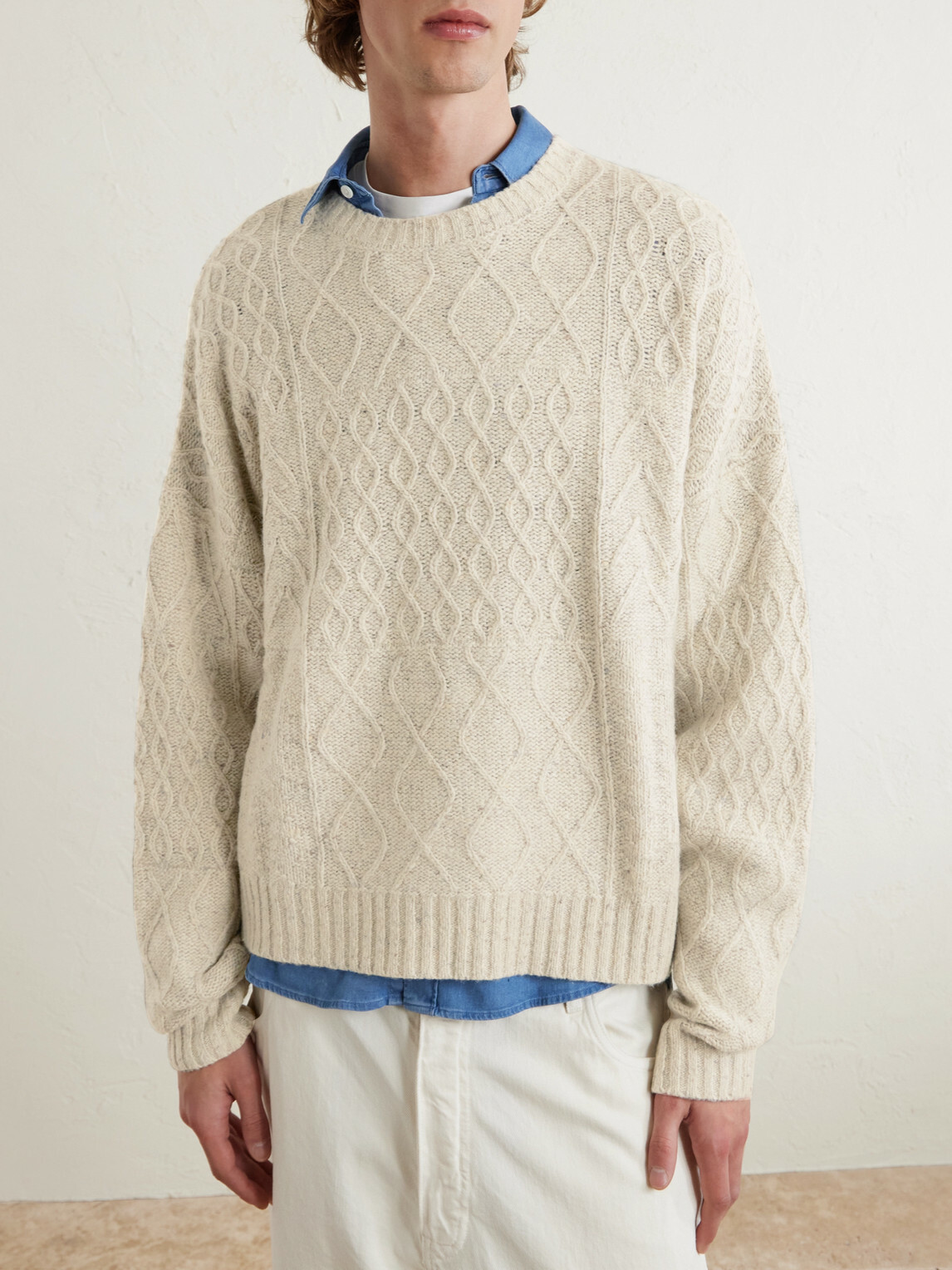 MANAAKI - Keanu Cable-Knit Merino Wool-Blend Sweater - Neutrals MANAAKI
