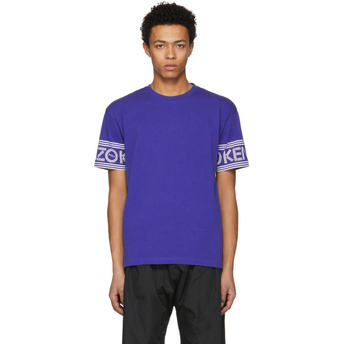 Photo: Kenzo Blue Logo Sleeve T-Shirt