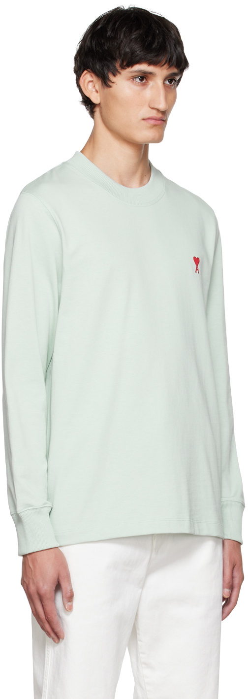 ★関税込★アミ★AMI★de Coeur LS T-Shirt Pale Green★ AMI Paris Green Ami De Cœur Long Sleeve T-Shirt AMI