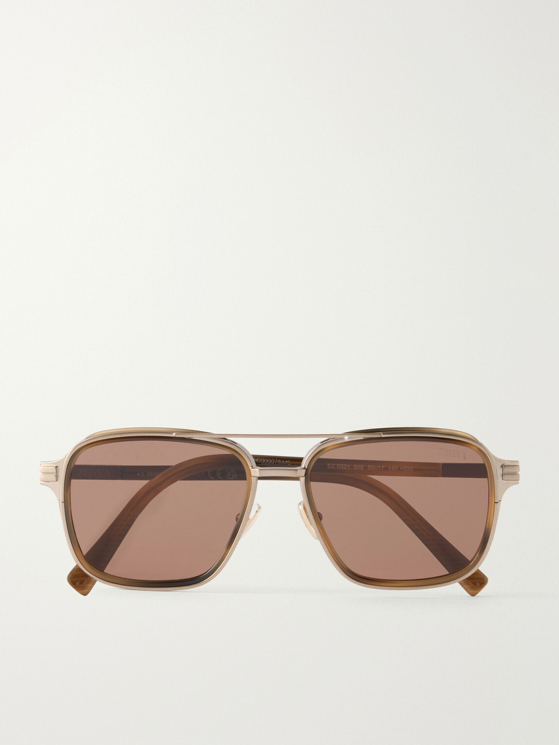 Zegna - Aviator-Style Acetate and Titanium Sunglasses - Brown