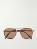 Zegna - Aviator-Style Acetate and Titanium Sunglasses - Brown