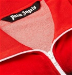 Palm Angels - Logo-Print Tie-Dyed Cotton-Blend Velour Track Jacket - Red