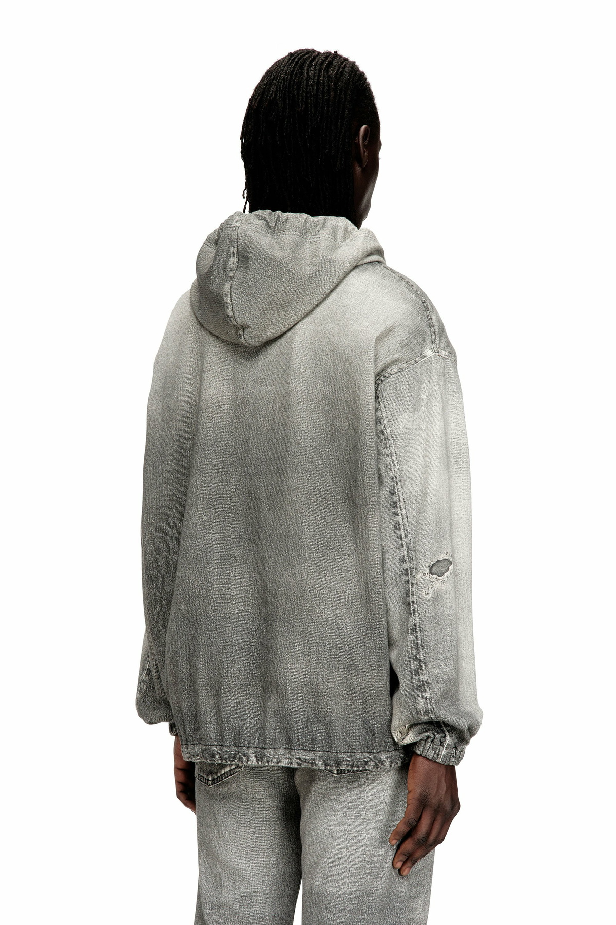 Diesel Hooded jacket in trompe l'oeil Jogg Jeans - Denim Jackets Mens in Grey
