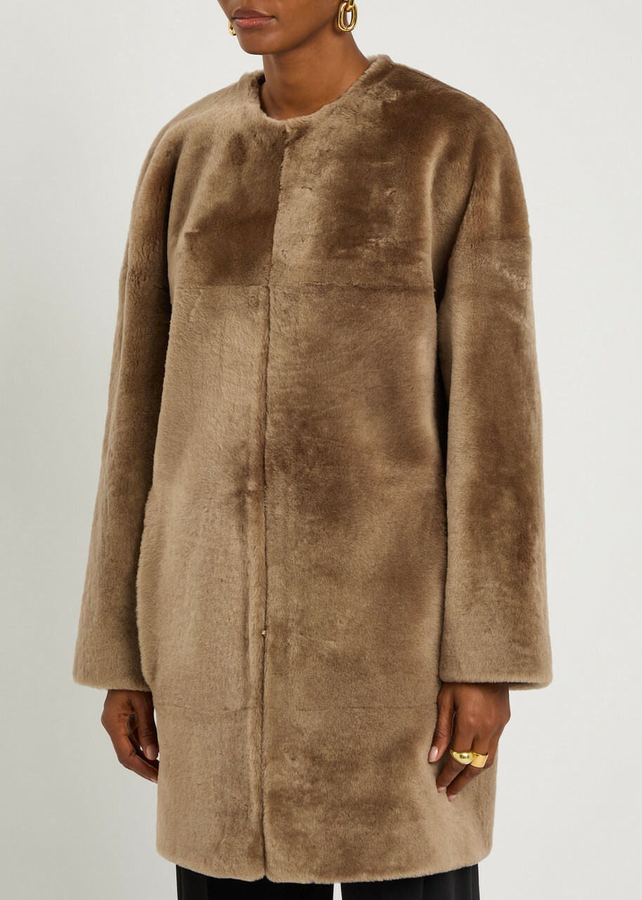 Tove Roisin Shearling Coat Taupe