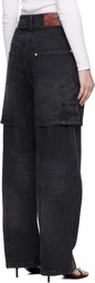 Andersson Bell Black Raptor Layered Wide-Leg Jeans