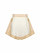 ZIMMERMANN Waverly Linen Embroidered Tuck Shorts