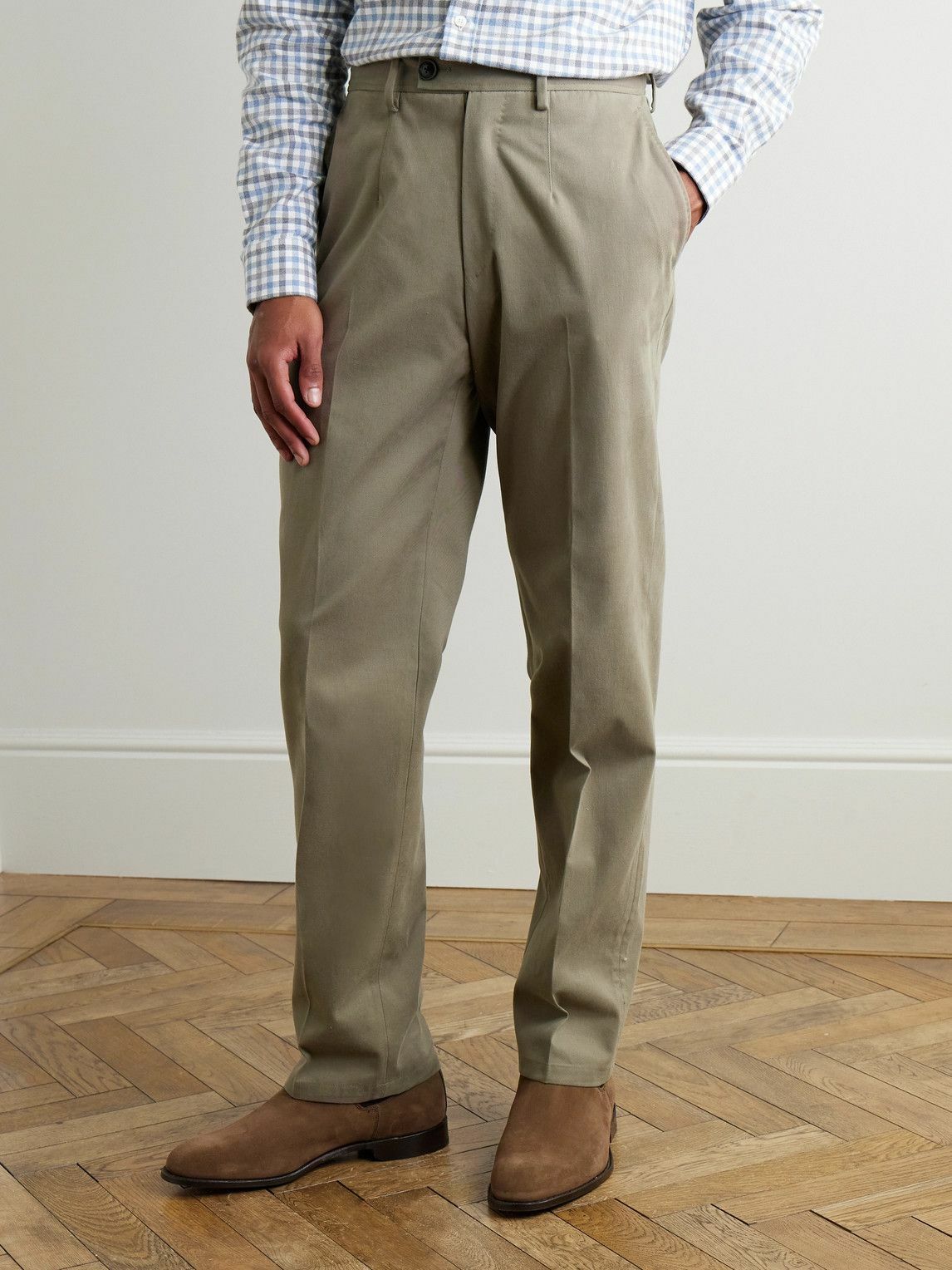 Purdey - Straight-Leg Cotton-Blend Twill Trousers - Brown