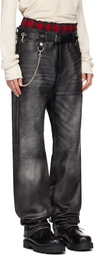 424 Black Faded Leather Pants