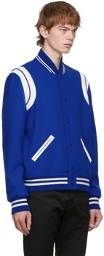 Saint Laurent Blue Virgin Wool Teddy Bomber Jacket