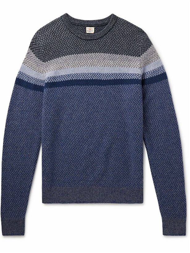 Photo: Faherty - Jacquard-Knit Wool Sweater - Blue