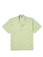 Karu Research - Camp-Collar Embellished Embroidered Embellished Cotton Shirt - Green