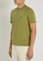 Ami Paris Logo-embroidered Cotton T-shirt Light Green