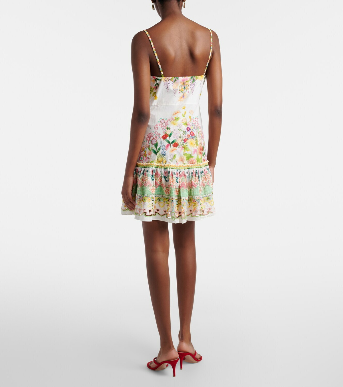 Camilla Bow-detail floral cotton minidress