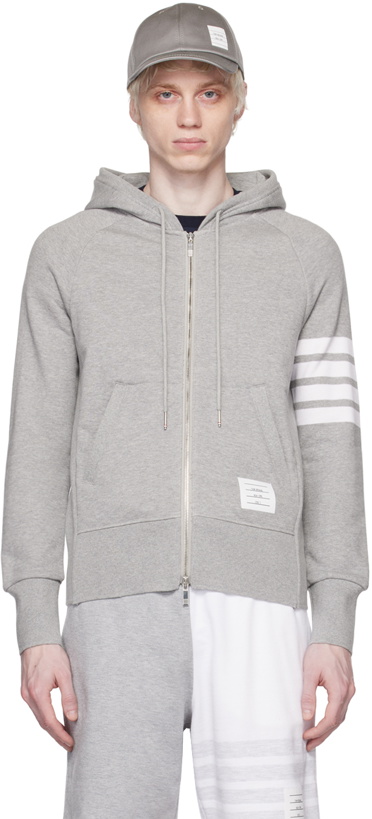 Photo: Thom Browne Gray 4-Bar Hoodie