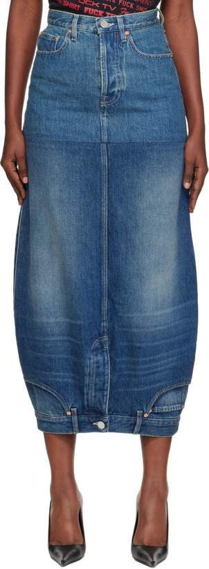 Photo: VETEMENTS Blue Double Denim Midi Skirt
