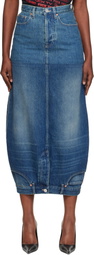 VETEMENTS Blue Double Denim Midi Skirt